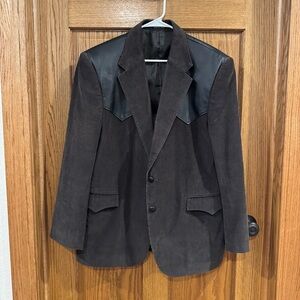 Circle S Western Corduroy Blazer w/ Leather Yoke Size 46R Cowboy Ranch Jacket